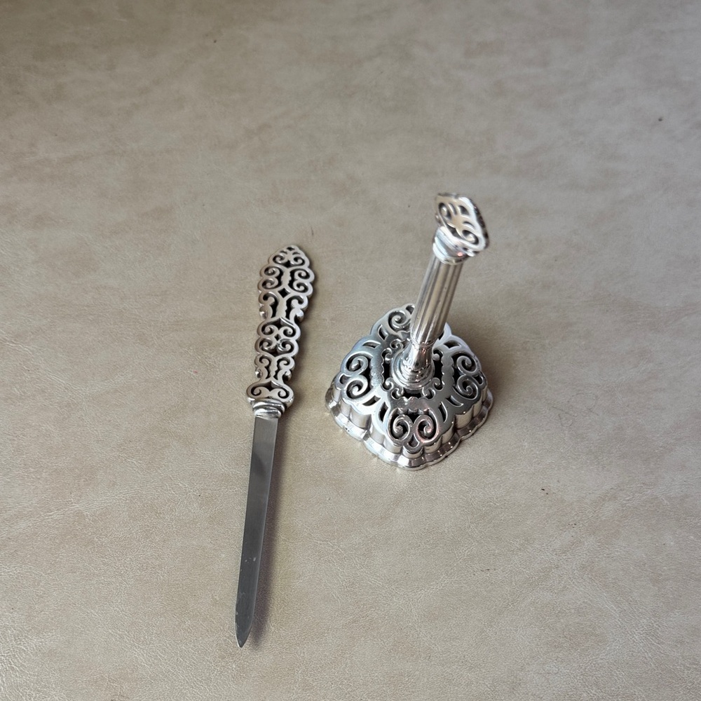 Brighton Elegant Silver Letter Opener and Pen Stand